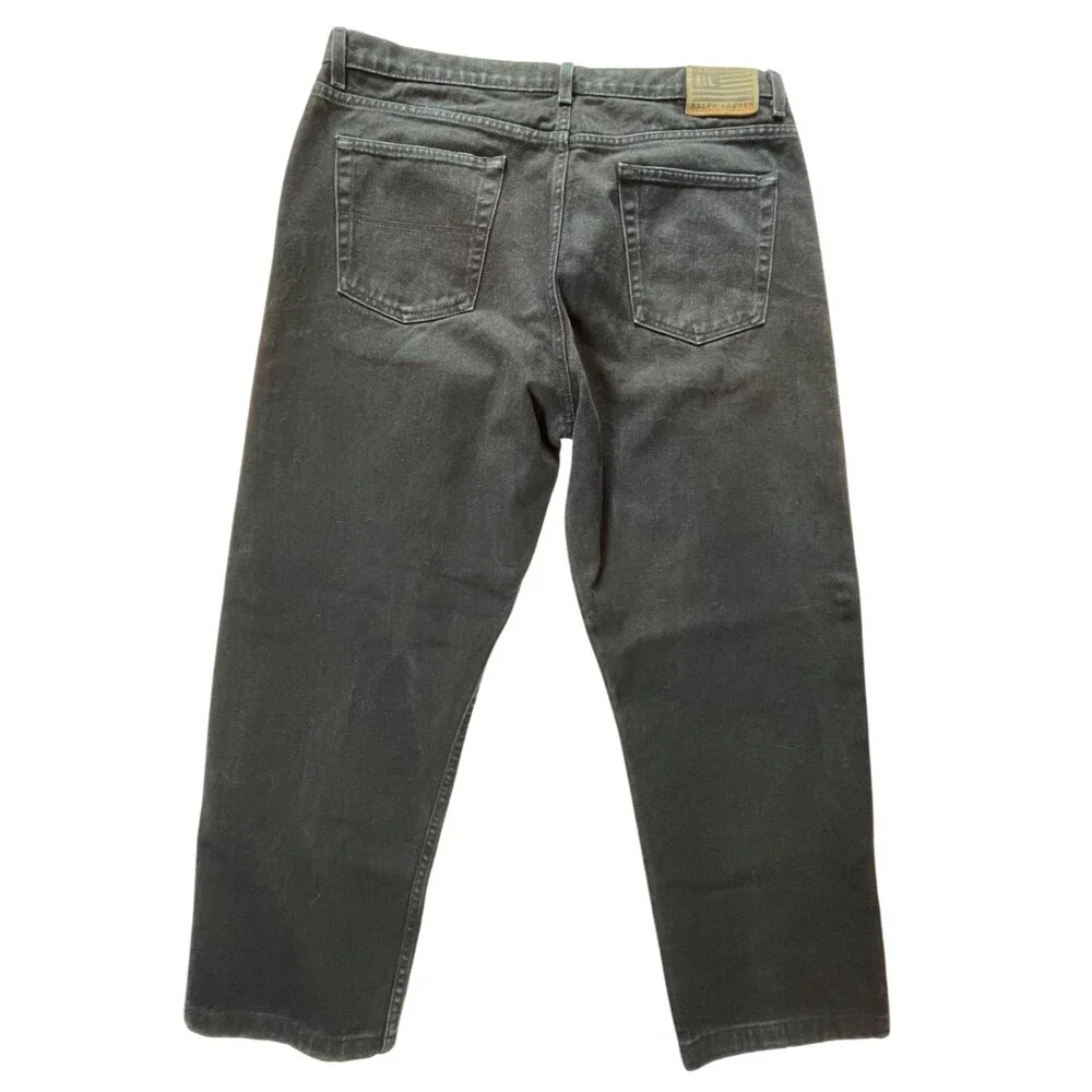Vintage Y2K‎ Polo Ralph Lauren Flag Jeans Men's Black Stonewash 38 Waist Relaxed